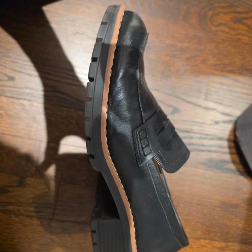 Dream Pairs Black Chunky Penny Loafers Lug Sole Slip On Shoes Womens Size 9